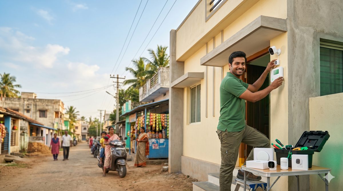 Tier 2/3 rollout — a security install in a smaller Indian town